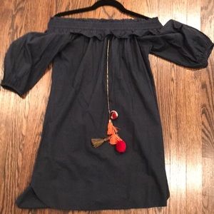 Misa navy blue off the shoulder dress